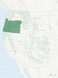 United States Western Drought Map with Oregon highlight