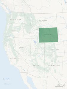 United States Western Drought Map with Wyoming highligh