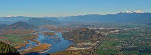 Aerial image of floodplain in a valley.