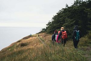 people on a hike.