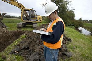 Photo of soil testing in Washington state, a federal stimulus project.