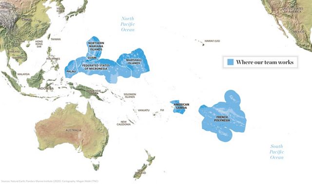Map of Micronesia and Polynesia.